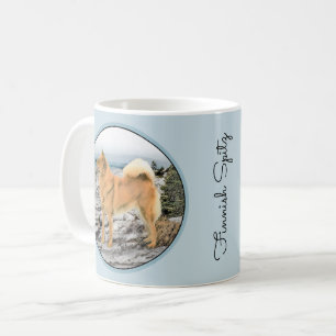 Finnischer Spitz beim Seashore-Gemälde - Hundekuns Kaffeetasse