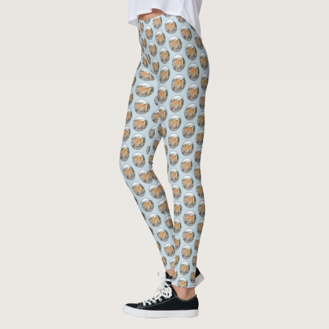 Finnischer Spitz beim Seashore-Gemälde - Hundekuns Leggings (Links)