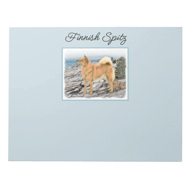 Finnischer Spitz beim Seashore-Gemälde - Hundekuns Notizblock (Vorderseite)
