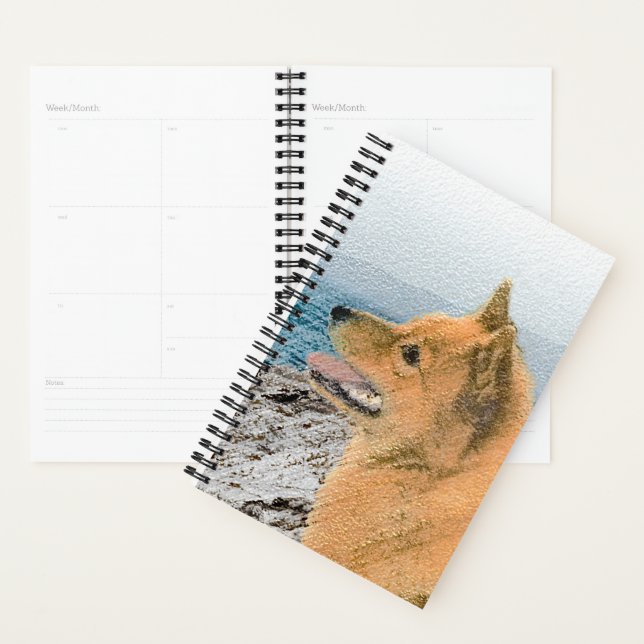 Finnischer Spitz beim Seashore-Gemälde - Hundekuns Planer (Anzeige)