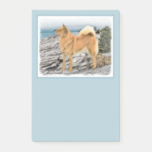 Finnischer Spitz beim Seashore-Gemälde - Hundekuns Post-it Klebezettel