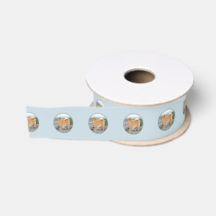 Finnischer Spitz beim Seashore-Gemälde - Hundekuns Ripsband