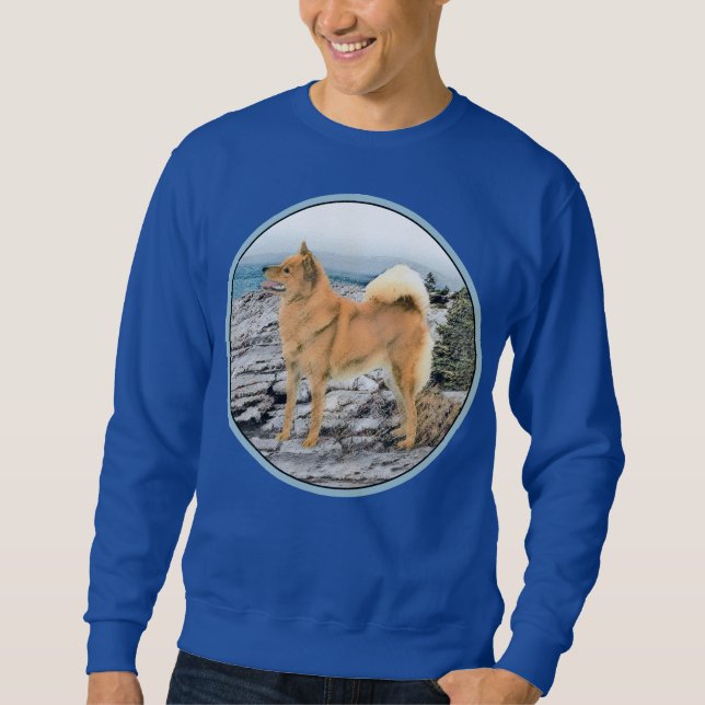 Finnischer Spitz beim Seashore-Gemälde - Hundekuns Sweatshirt (Vorderseite)
