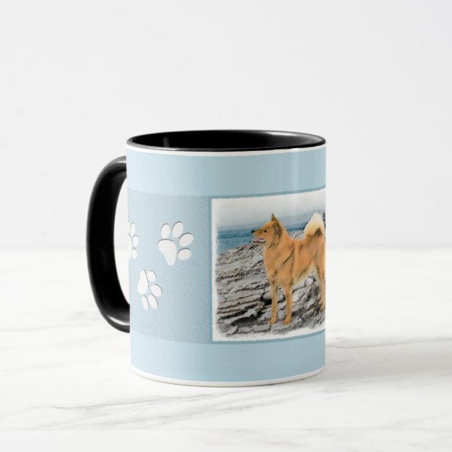 Finnischer Spitz beim Seashore-Gemälde - Hundekuns Tasse (Vorderseite Links)
