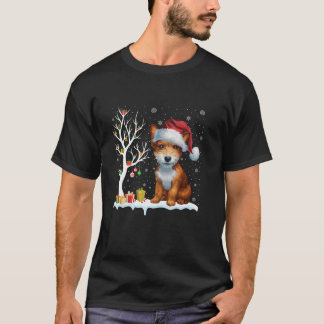 Finnischer Spitz Hund Weihnachtsmannmütze Festivit T-Shirt
