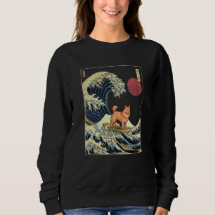 Finnischer Spitz Japanische Kanagawa-Welle Surf-Hu Sweatshirt
