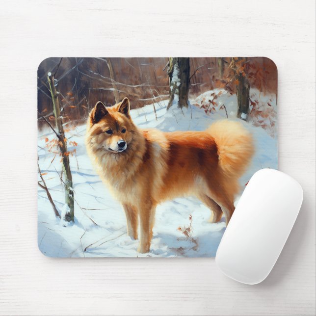Finnischer Spitz lässt es Weihnachten schneien Mousepad (Mit Mouse)