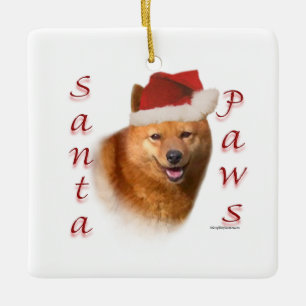 Finnischer Spitz Santa Pfoten Keramikornament