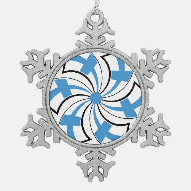 Finnischer Stern Schneeflocken Zinn-Ornament (Vorderseite)