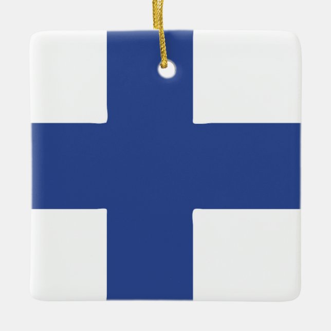 Finnisches Flaggenzeichen Keramikornament (Vorderseite)