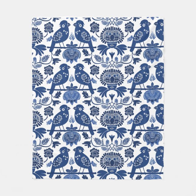 Finnisches Folk Art Muster Fleecedecke (Vorderseite)