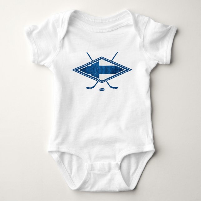 Finnisches Hockey-Flag-Logo Suomi Baby T-Shirt Strampler (Vorderseite)