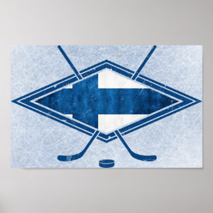 Finnisches Hockey-Flaggen-Logo Suomi Poster
