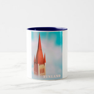 Finnisches Kirchenplakat Zweifarbige Tasse