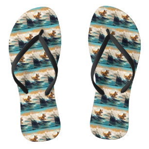 Finnisches Lapphund Beach Surfainting Flip Flops