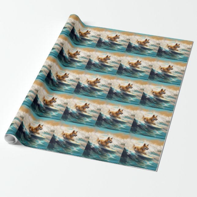 Finnisches Lapphund Beach Surfainting Geschenkpapier (Ungerollt)