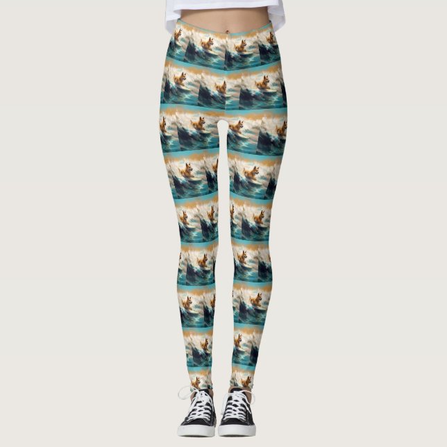 Finnisches Lapphund Beach Surfainting Leggings (Vorderseite)