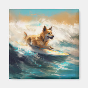 Finnisches Lapphund Beach Surfainting Magnet