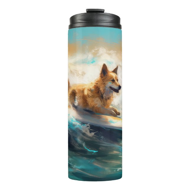 Finnisches Lapphund Beach Surfainting Thermosbecher (Vorderseite)
