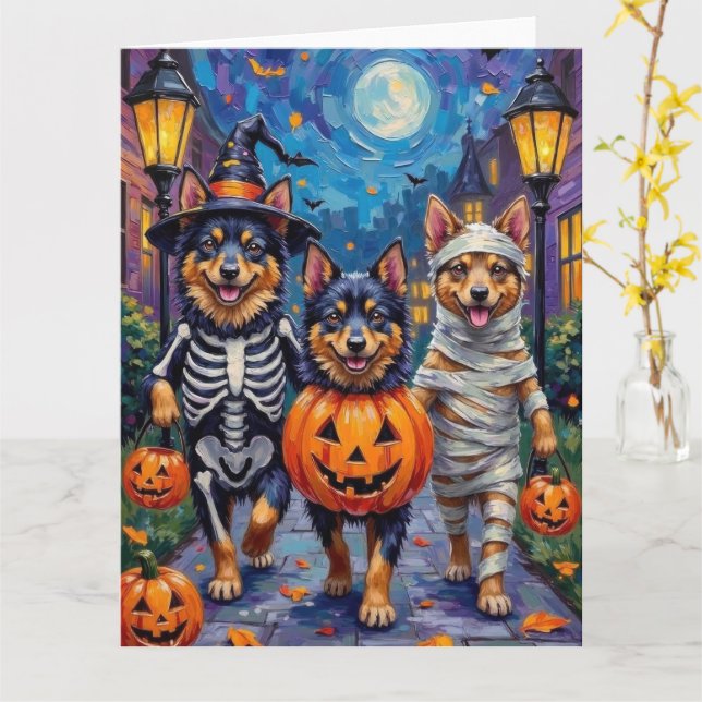 Finnisches Lapphund Hunde Trick-or-Treating Hallow Karte (Gelbe Blume)