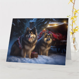 Finnisches Lapphund Snowy Sleigh Weihnachtsdekor Karte