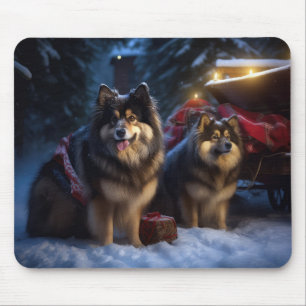 Finnisches Lapphund Snowy Sleigh Weihnachtsdekor Mousepad