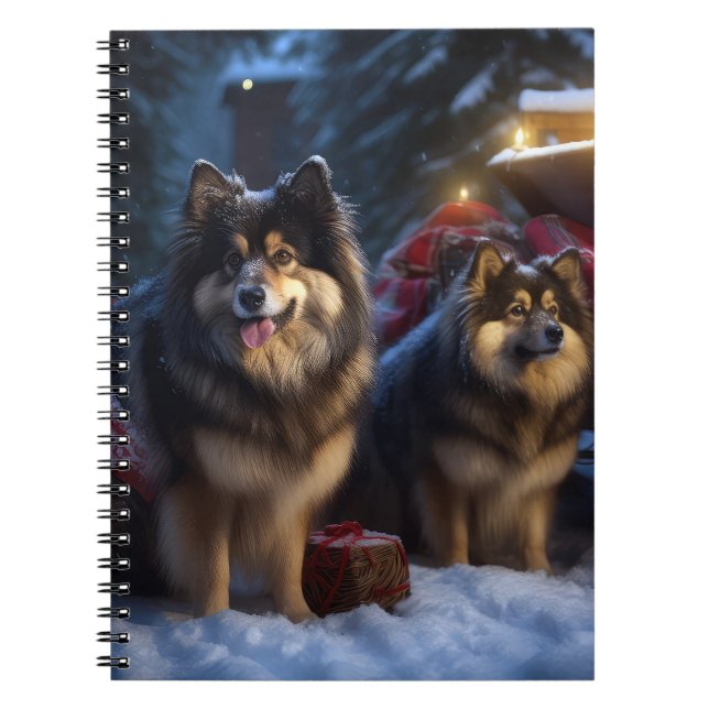 Finnisches Lapphund Snowy Sleigh Weihnachtsdekor Notizblock (Vorderseite)