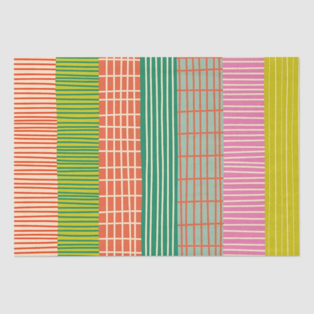 Finnisches Patchwork Streifen farbiges Muster Seidenpapier (Vorderseite)