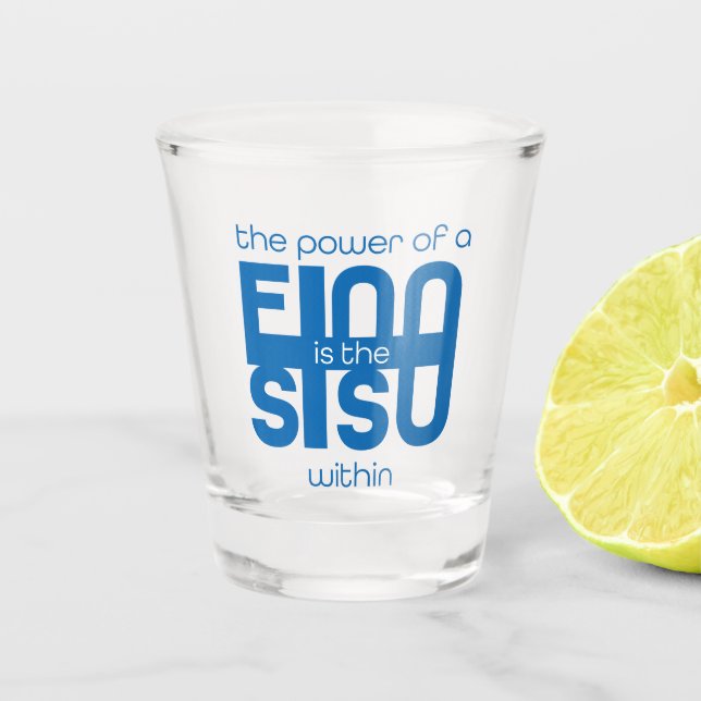 Finnisches Sisu Shot Glass Schnapsglas (Vorderseite)