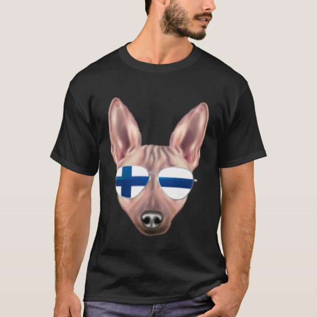 Finnish Flag American Hairless Terrier Dog Finland T-Shirt (Vorderseite)
