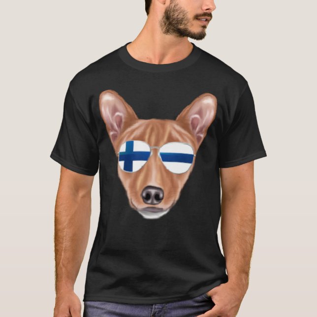 Finnish Flag Basenji Dog Finland Pocket T-Shirt (Vorderseite)