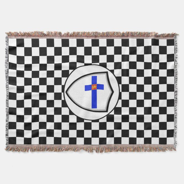 Finnish flag-coat arms throw blanket decke (Vorderseite)
