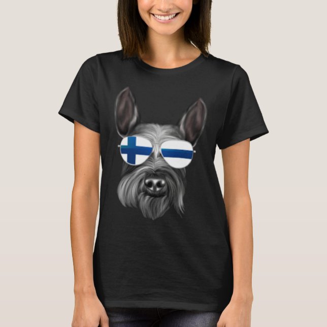 Finnish Flag Giant Schnauzer Dog Finland Pocket T-Shirt (Vorderseite)