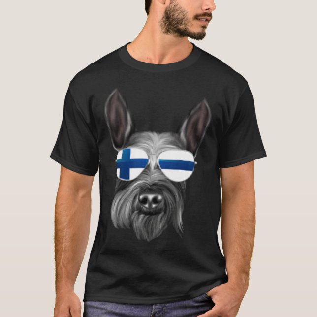 Finnish Flag Giant Schnauzer Dog Finland Pocket T-Shirt (Vorderseite)