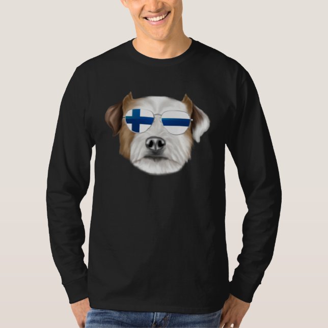 Finnish Flag Parson Russell Terrier Dog Finland Po T-Shirt (Vorderseite)