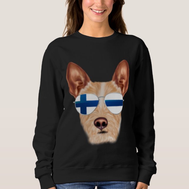 Finnish Flag Portuguese Podengo Pequeno Dog Finlan Sweatshirt (Vorderseite)