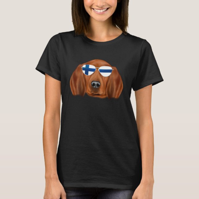 Finnish Flag Redbone Coonhound Dog Finland Pocket T-Shirt (Vorderseite)