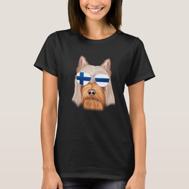 Finnish Flag Silky Terrier Dog Finland Pocket T-Shirt (Vorderseite)