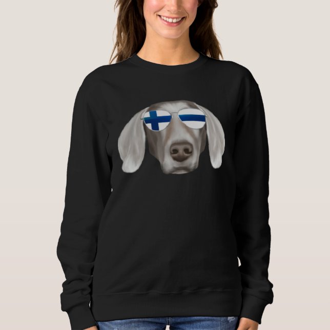 Finnish Flag Weimaraner Dog Finland Pocket Sweatshirt (Vorderseite)