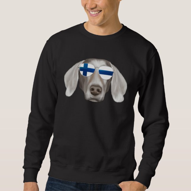 Finnish Flag Weimaraner Dog Finland Pocket Sweatshirt (Vorderseite)