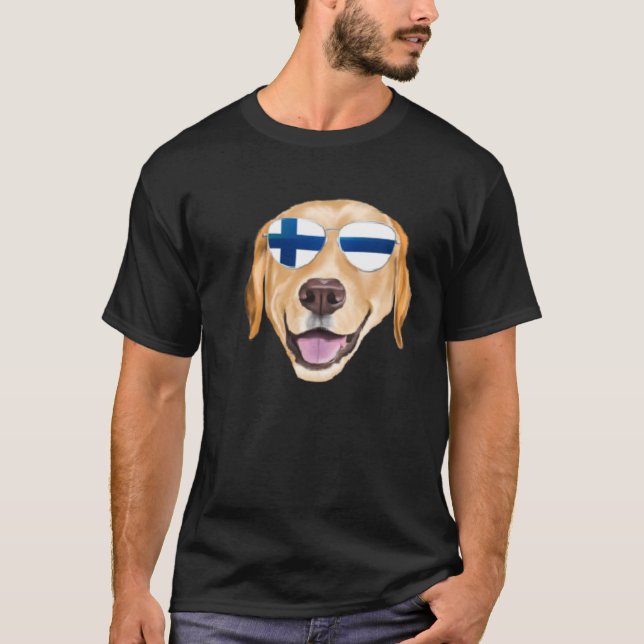 Finnish Flag Yellow Labrador Retriever Dog Finland T-Shirt (Vorderseite)