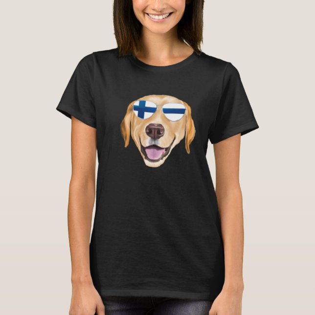 Finnish Flag Yellow Labrador Retriever Dog Finland T-Shirt (Vorderseite)