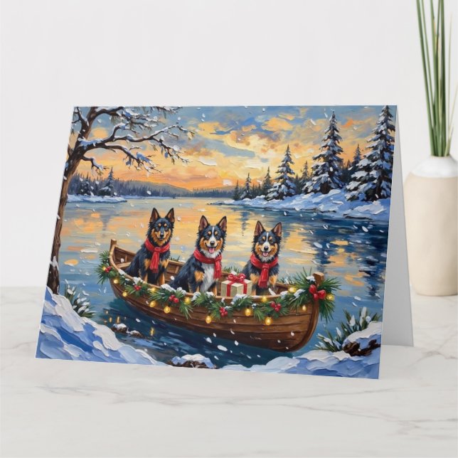 Finnish Lapphund Christmas Boat Holiday Karte (Vorderseite)