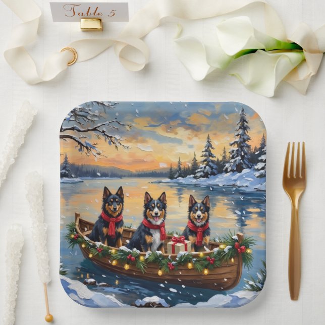 Finnish Lapphund Christmas Boat Holiday Pappteller (Hochzeit)