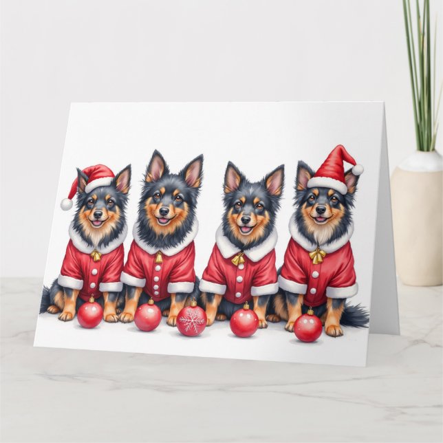 Finnish Lapphund Christmas Dress Santa Hat Karte (Vorderseite)