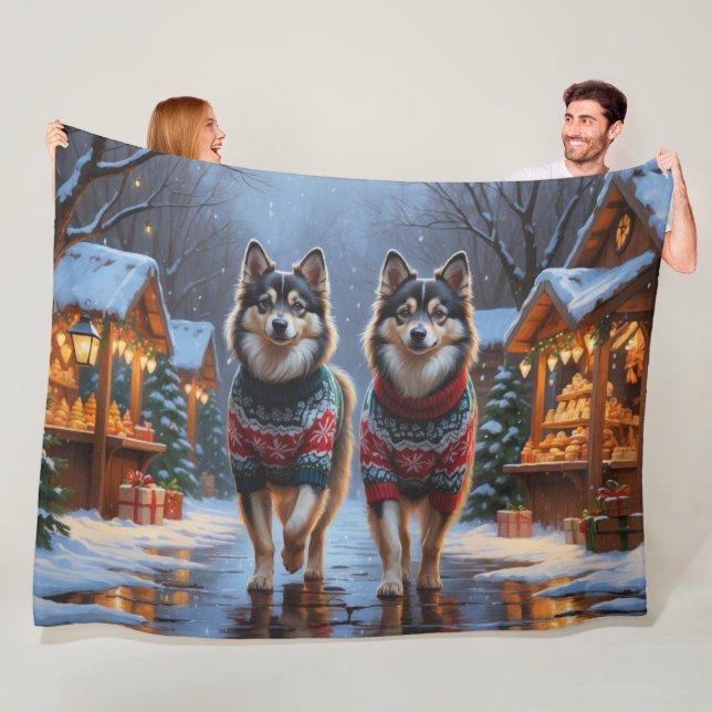 Finnish Lapphund Dogs Christmas Snow Holiday Fleecedecke (Beispiel)