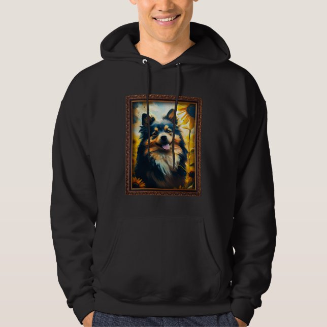 Finnish Lapphund Painting Sunflower Flower Mom Wom Hoodie (Vorderseite)