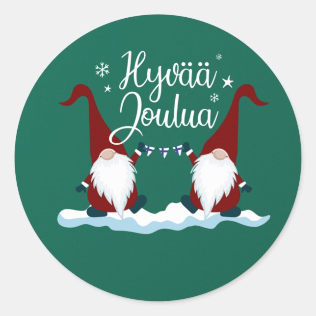 Finnish Merry Christmas Finland Gift Tee Hyvaa Jou Runder Aufkleber (Vorderseite)
