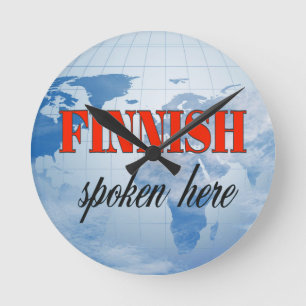 Finnish spoken here cloudy earth runde wanduhr