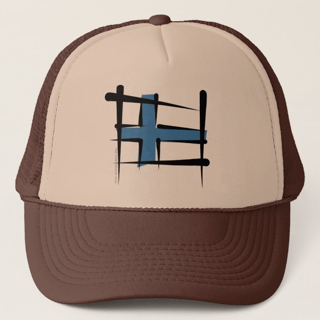 Finnland-Bürsten-Flagge Truckerkappe (Vorderseite)